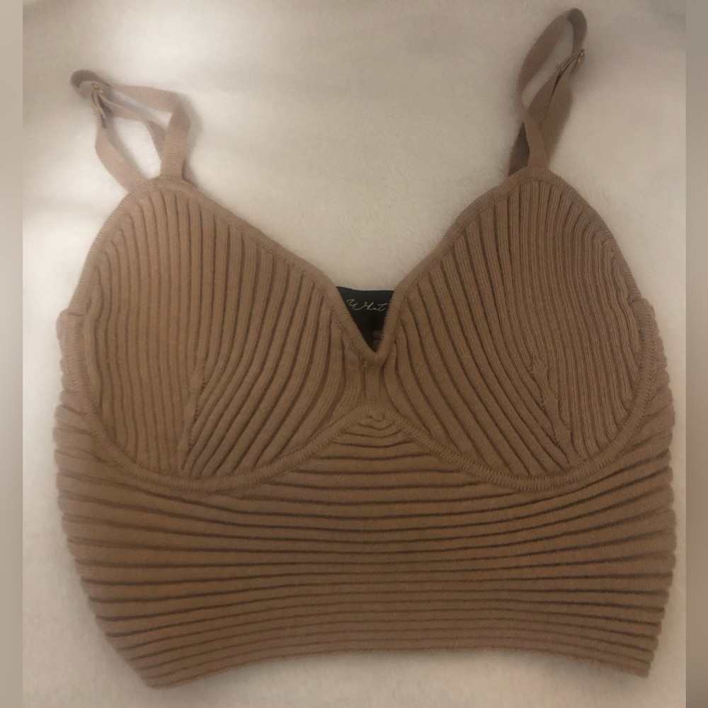 🚫SOLD🚫 Beige tank crop top - Size small - Brand: Say What